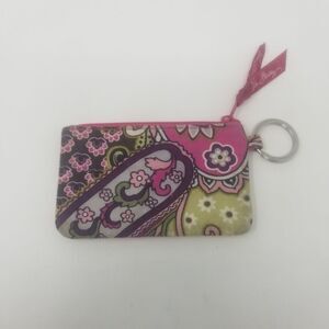 Vera Bradley Very Berry Paisley Zip ID Wallet Pink Purple Zippered Coin Pouch